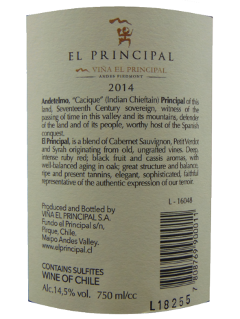 Thông tin rượu vang Vina El Principle