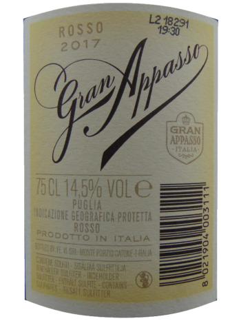 Thông tin rượu vang Gran Appasso Rosso Passito IGP