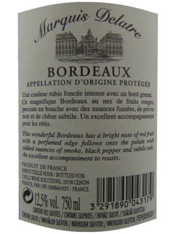 Thông tin rượu vang Marquis Delatre Bordeaux