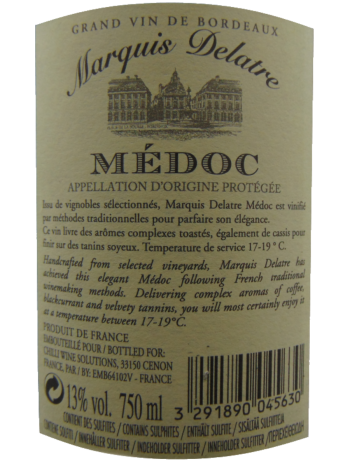 Thông tin rượu vang Marquis Delatre Médoc