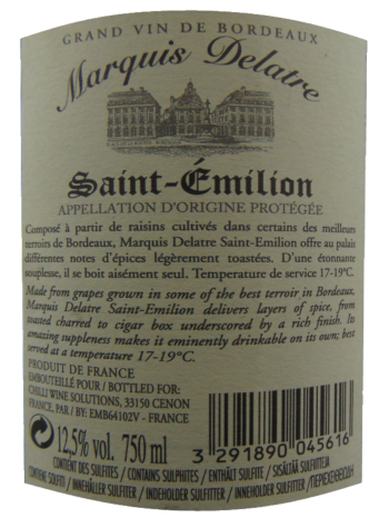 Thông tin rượu vang Marquis Delatre Saint Emilion