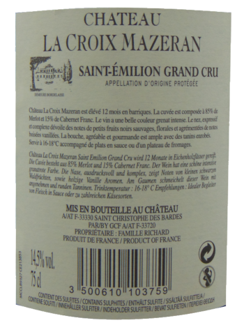 Thông tin rượu vang Chateau La Croix Mazeran