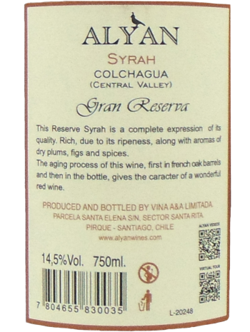 Thông-tin-chai-Alyan-Gran-Reserva-Syrah