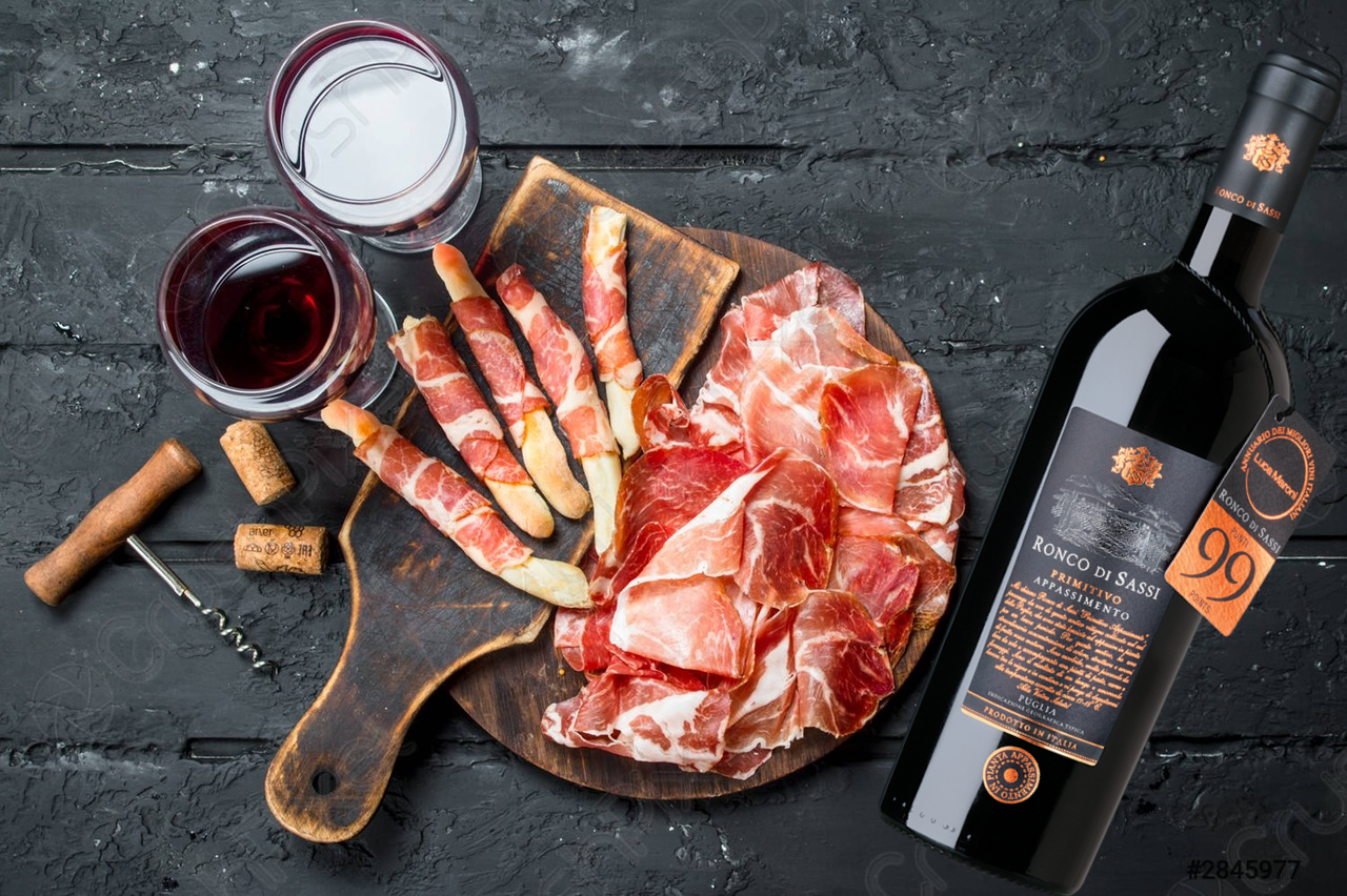 jamon iberico and wine